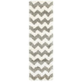 Chevron Stripes Grey Ivory Shag Rug 110 X 33 110 X 33