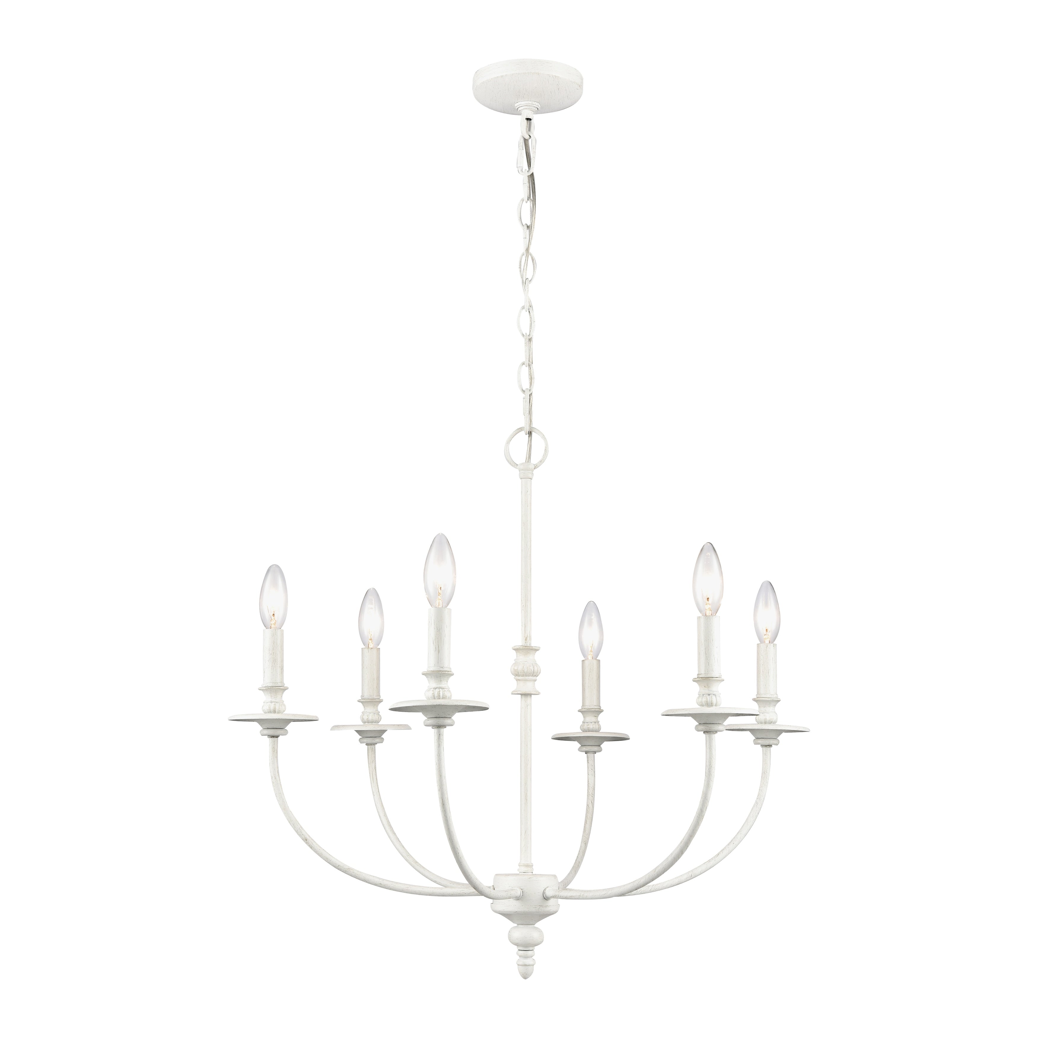 Hartford 25 Inch Wide 6 Light Chandelier In Farmhouse White