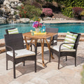 Hartford Outdoor 5 Piece Acacia Wood Wicker Dining Set By Christopher Knight Home