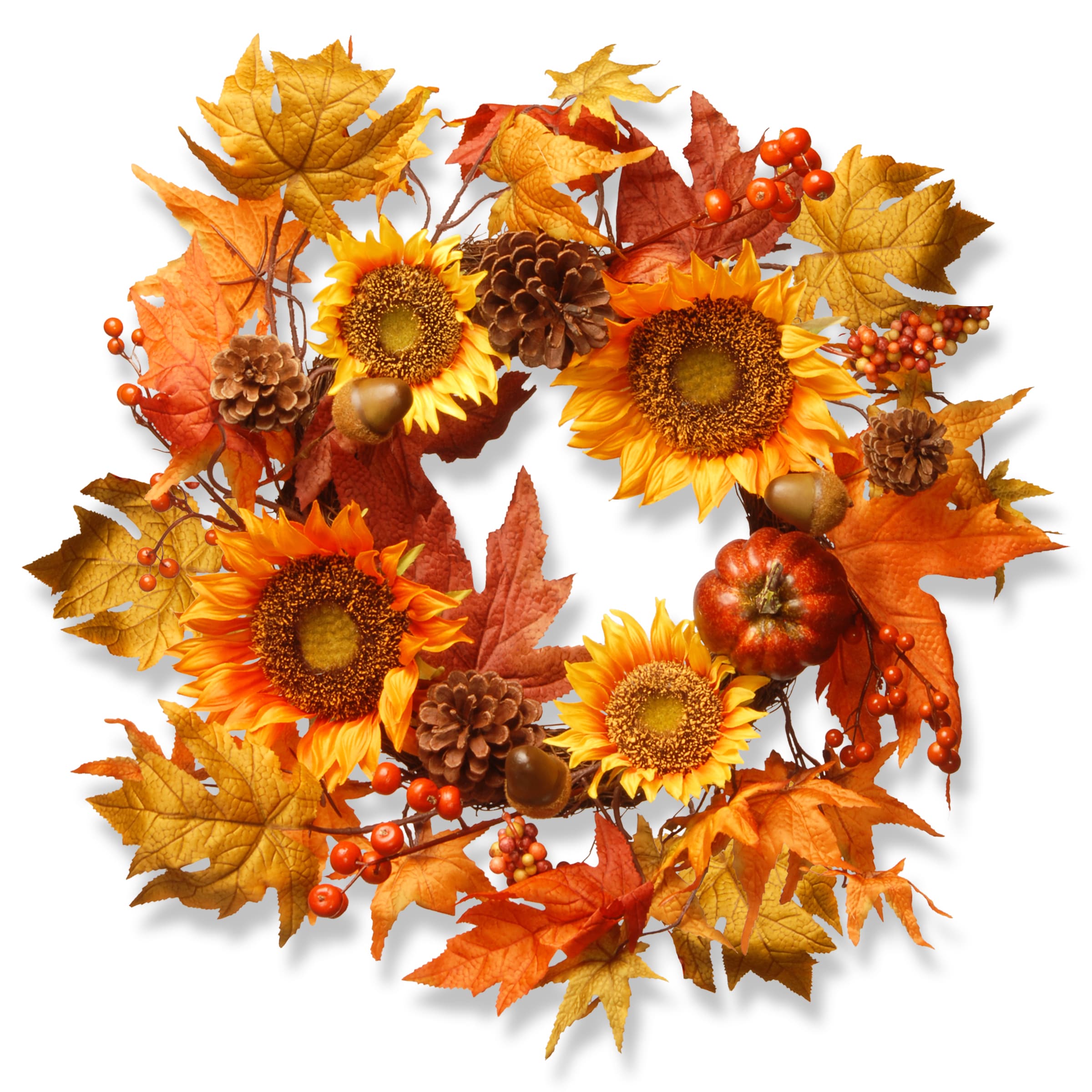 National Tree Company Harvest Accessories Fabric 22 Inch Sunflower And Pumpkin Wreath