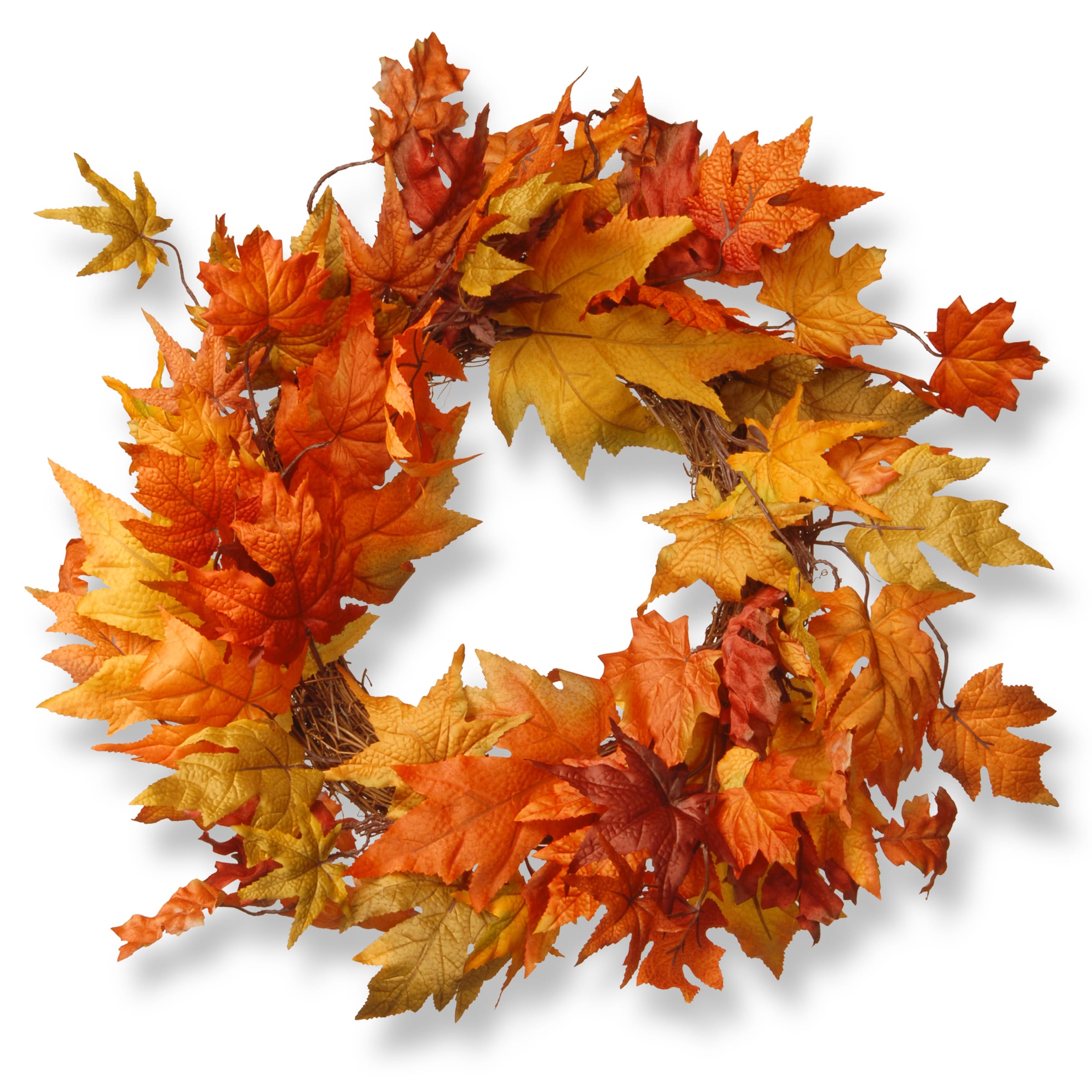The Natural Company Harvest Accessories Orange Fabric 24 Inch Wreath With Maples
