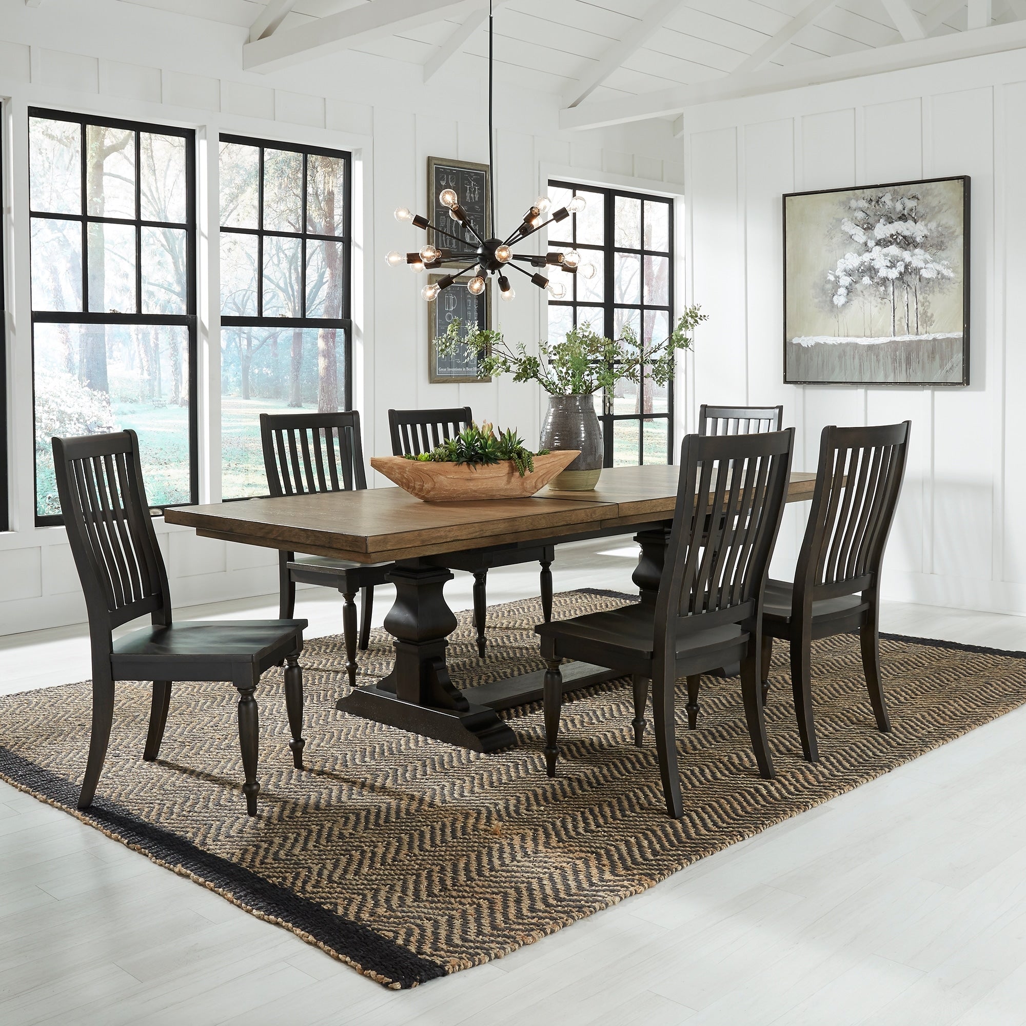 Harvest Home Chalkboard 7 Piece Trestle Table Set