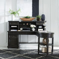 Harvest Home Black 3 Pc. L Shaped Desk And Hutch
