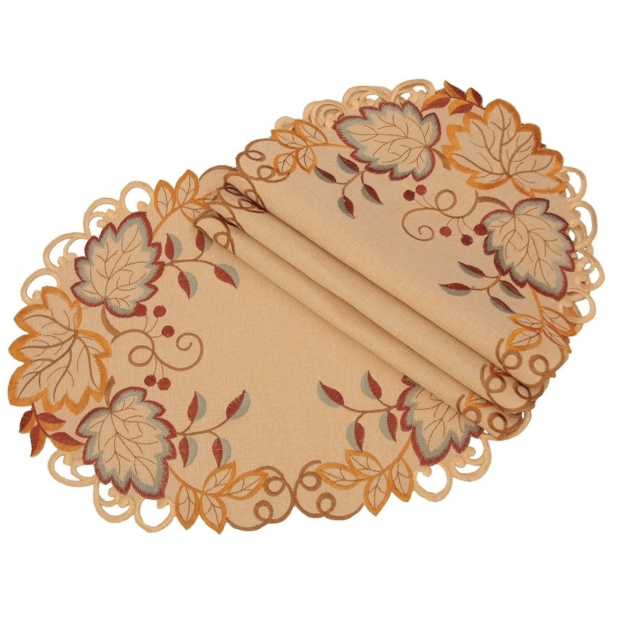Harvest Verdure Embroidered Cutwork Fall Placemats 13 By 19 Inch Set Of 4