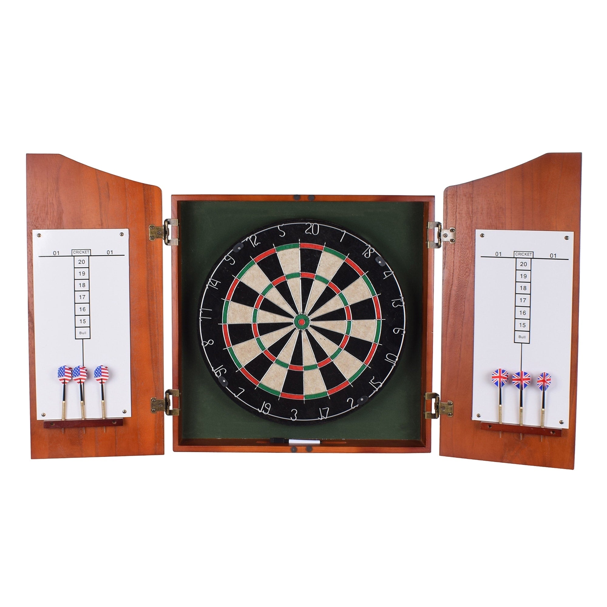 Hathaway Centerpoint Solid Wood Dartboard Cabinet Set Dark Cherry Finish