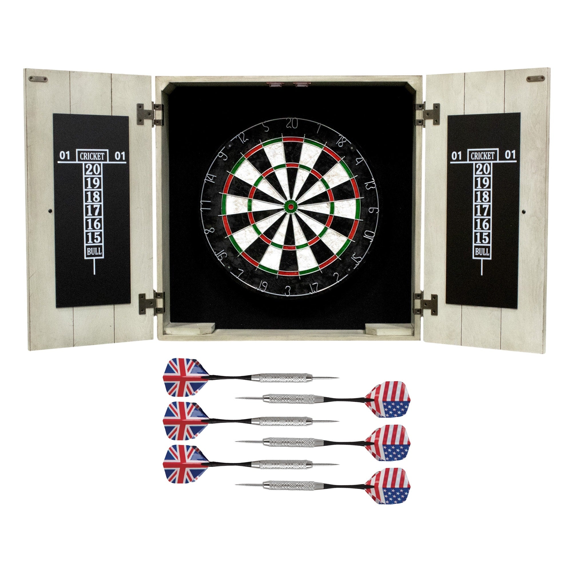 Drifter Solid Wood Dartboard Cabinet Reclaimed Pine With Distressed Timberwood Finish Sisal Fiber For Steel Tip Darts