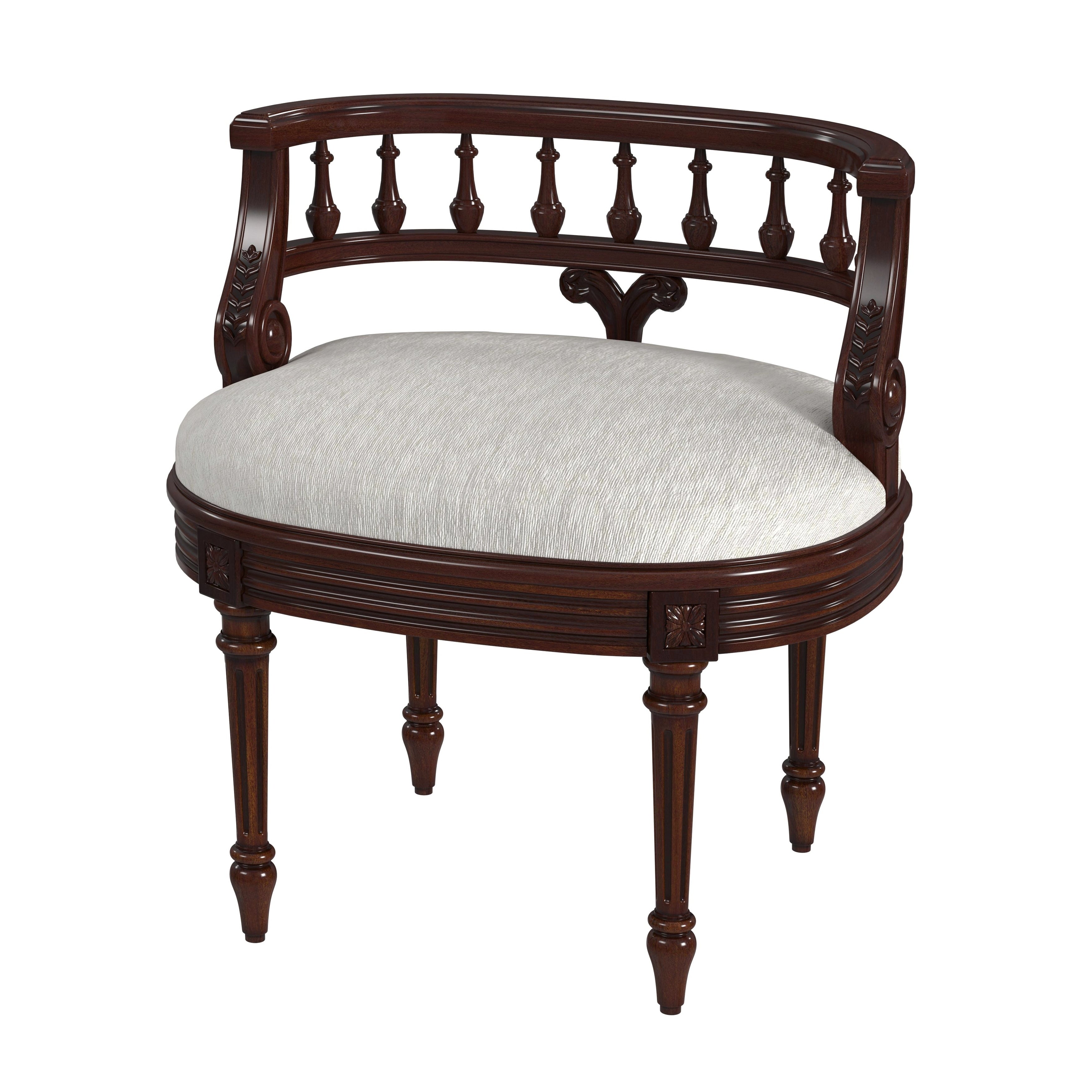 Cream And Gold Poplar Vanity Seat