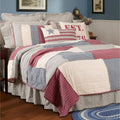 Red Americana Bedding Vhc Hatteras Patch Quilt Cotton Linen Blend Patchwork Flax