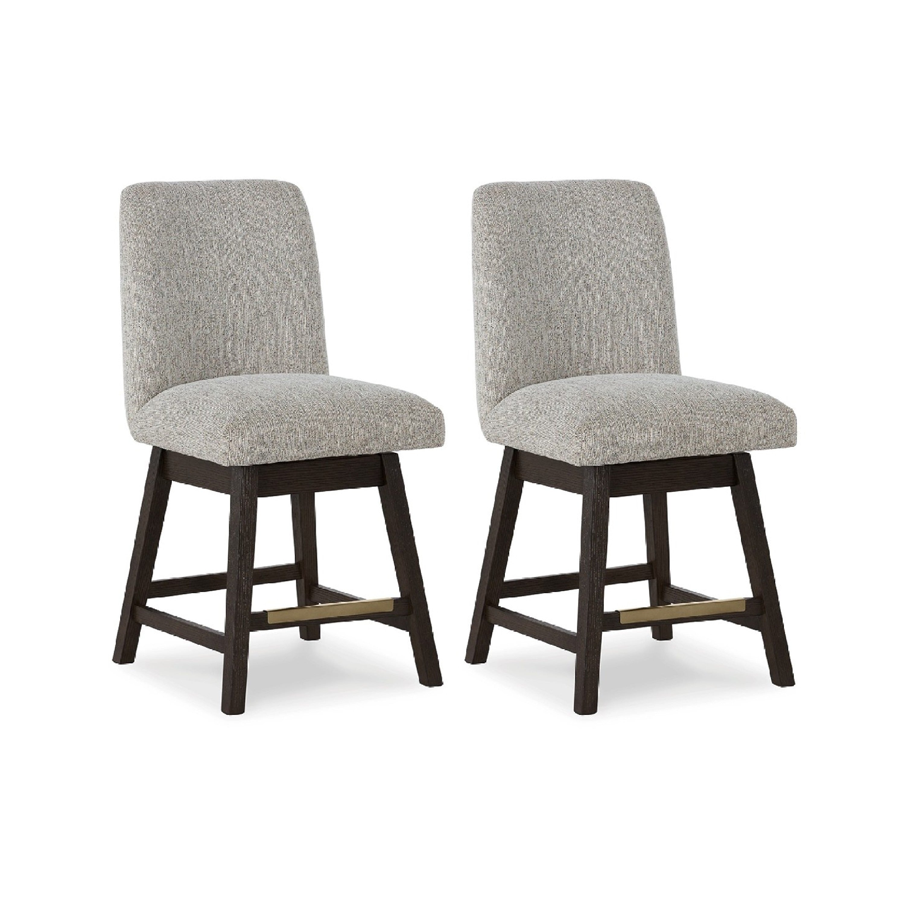Haus Swivel Counter Height Chair Set Of 2 Beige Foam Seats Dark Brown