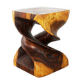 Haussmann Handmade Eco Wood Double Twist End Table 15 X 15 X 20 In H Walnut Oil 15 In X 15 In X 20 In H