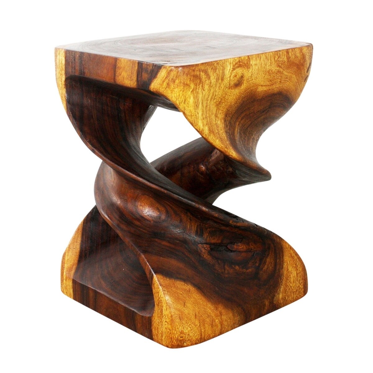 Haussmann Handmade Eco Wood Double Twist End Table 15 X 15 X 20 In H Walnut Oil 15 In X 15 In X 20 In H