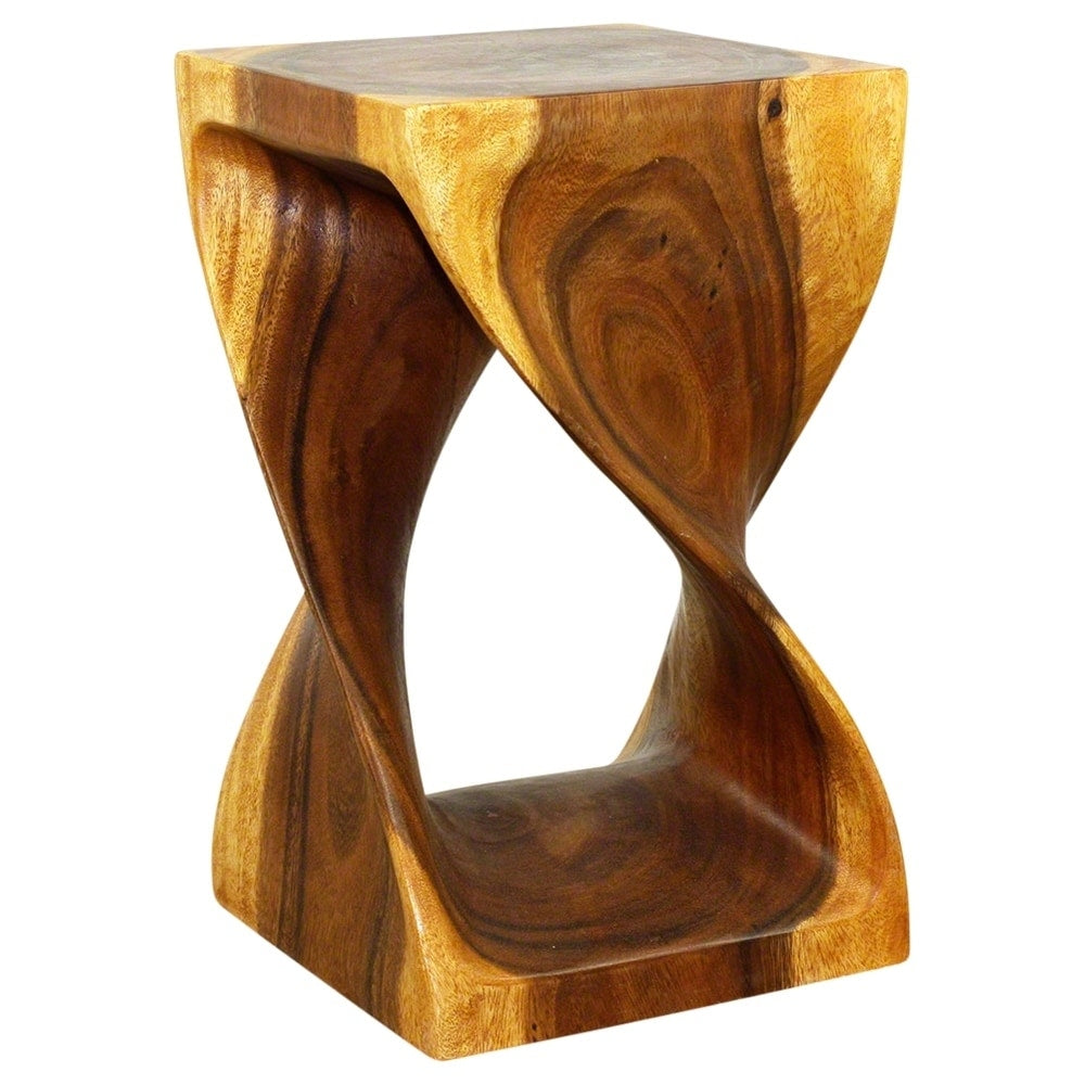 Haussmann Handmade Wood Original Twist Stool 12 In Sq X 20 In H Oak Oil