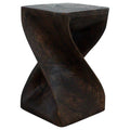 Haussmann Handmade Wood Twist Stool 10 In Sq X 16 In H Mocha Oil