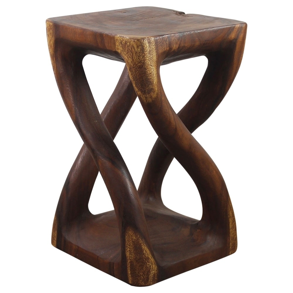 Haussmann Handmade Eco Wood Table Vine Twist Stool 14 In X 23 In H Walnut Oil