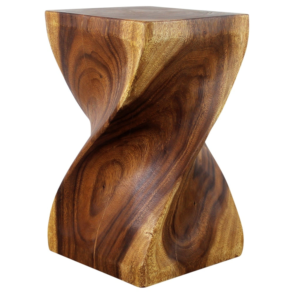 Haussmann Handmade Eco Wood Sofa Table Big Twist Stool 12 In Sq X 20 In H Walnut Oil 12 X 12 X 20 Inch