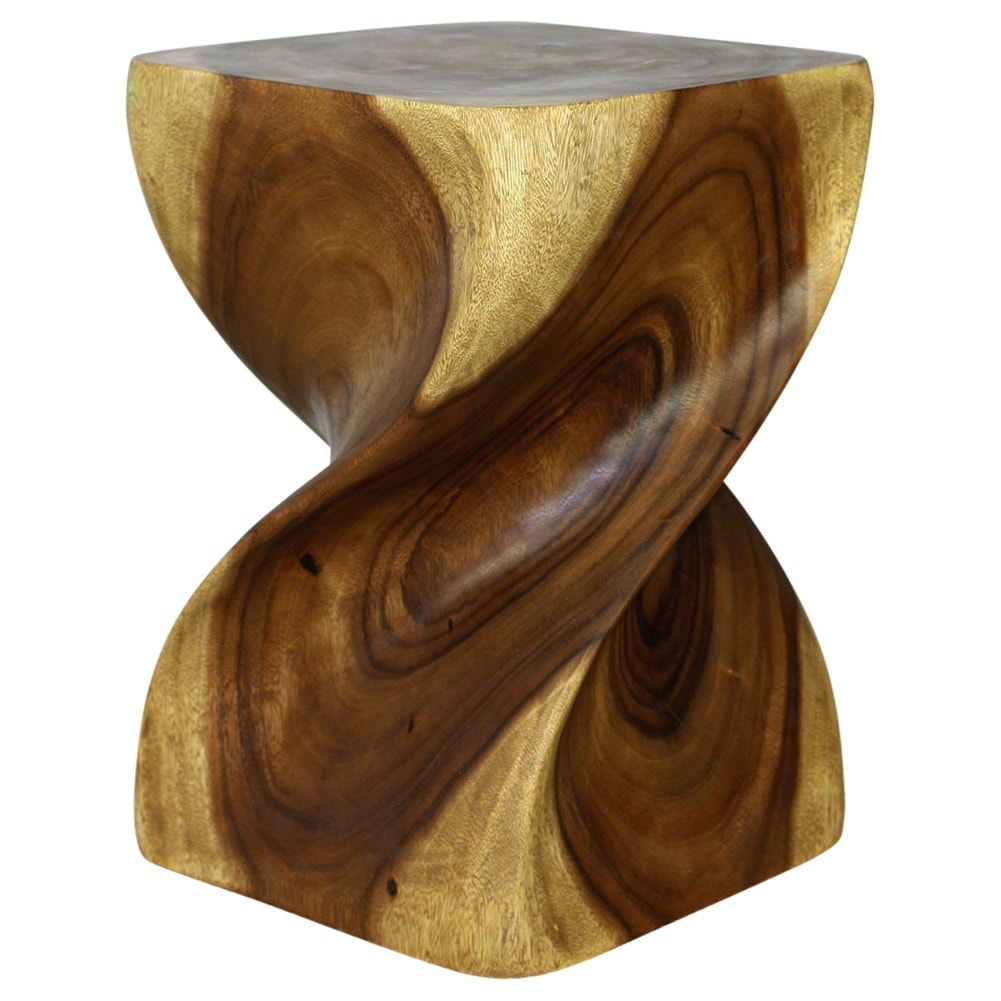 Haussmann Handmade Eco Wood Big Twist Stool 14 In Sq X 20 In H Antique Oak Oil