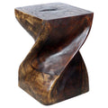 Haussmann Handmade Eco Wood Big Twist Stool 14 In Sq X 20 In H Mocha Oil