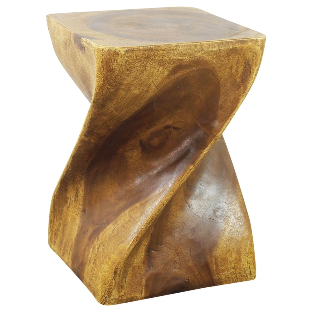Haussmann Handmade Eco Wood Big Twist Stool 14 In Sq X 20 In H Oak Oil