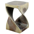 Haussmann Handmade Wood Original Twist Stool 10 In Sq X 16 In H Agate Grey Oil