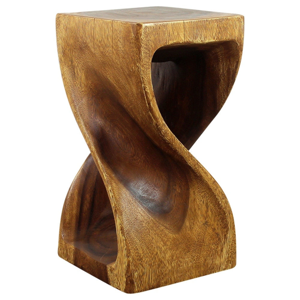 Haussmann Handmade Wood Twist Stool 10 In Sq X 18 In H Walnut Oil