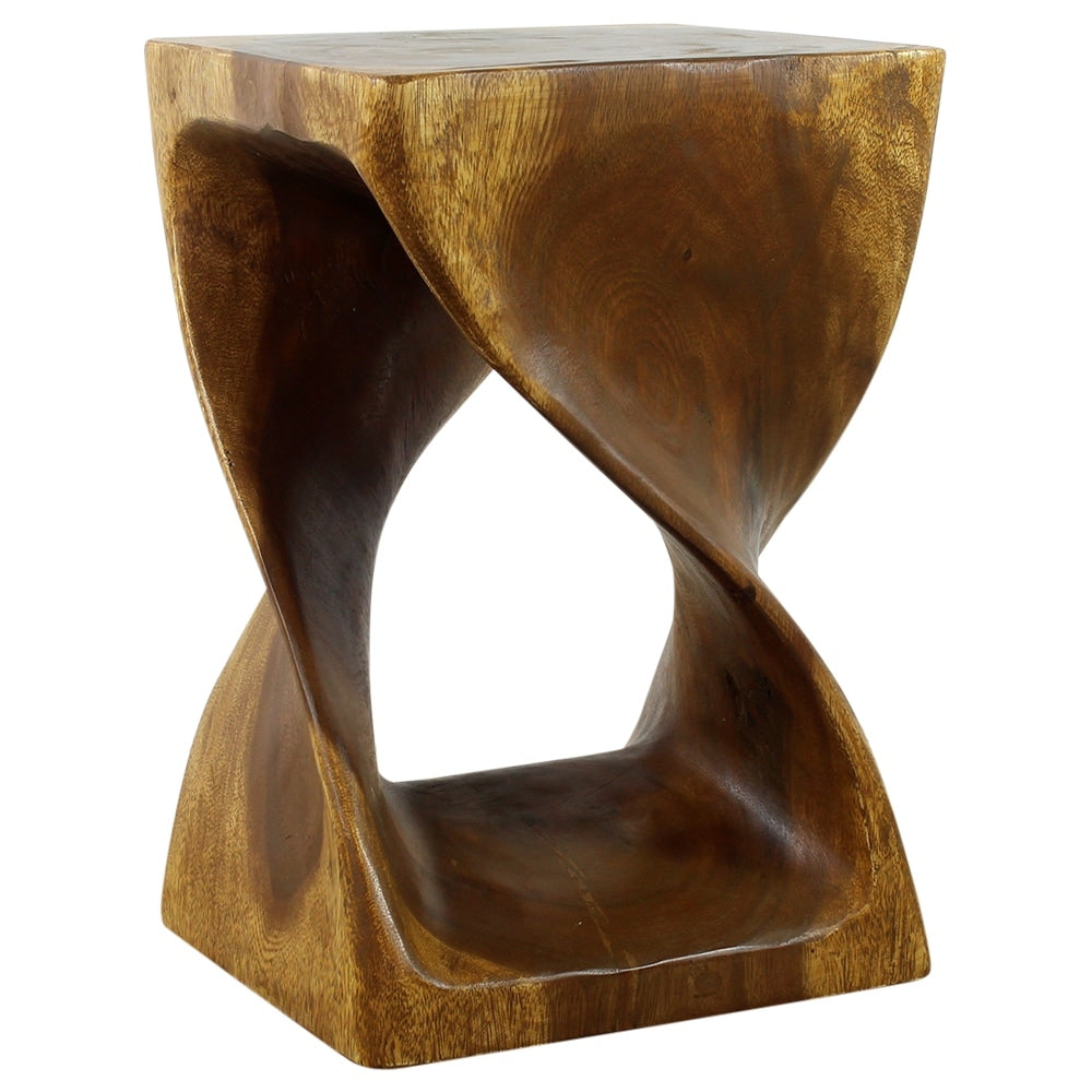 Haussmann Handmade Wood Original Twist Stool 12 In Sq X 18 In H Oak Oil