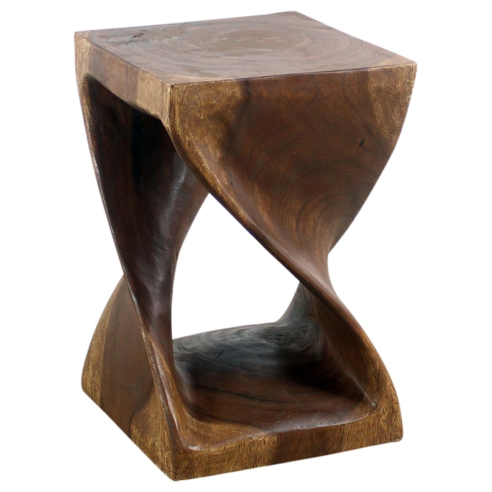 Haussmann Handmade Original Wood Twist Stool 12 In Sq X 18 In H Walnut Oil
