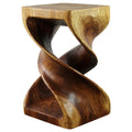 Haussmann Handmade Wood Double Twist Stool End Table 12 In Sq X 20 In H Walnut Oil 10 In X 10 In X 12 In H