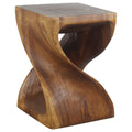 Haussmann Handmade Eco Wood Twist End Table 15 X 15 X 20 In H Walnut Oil