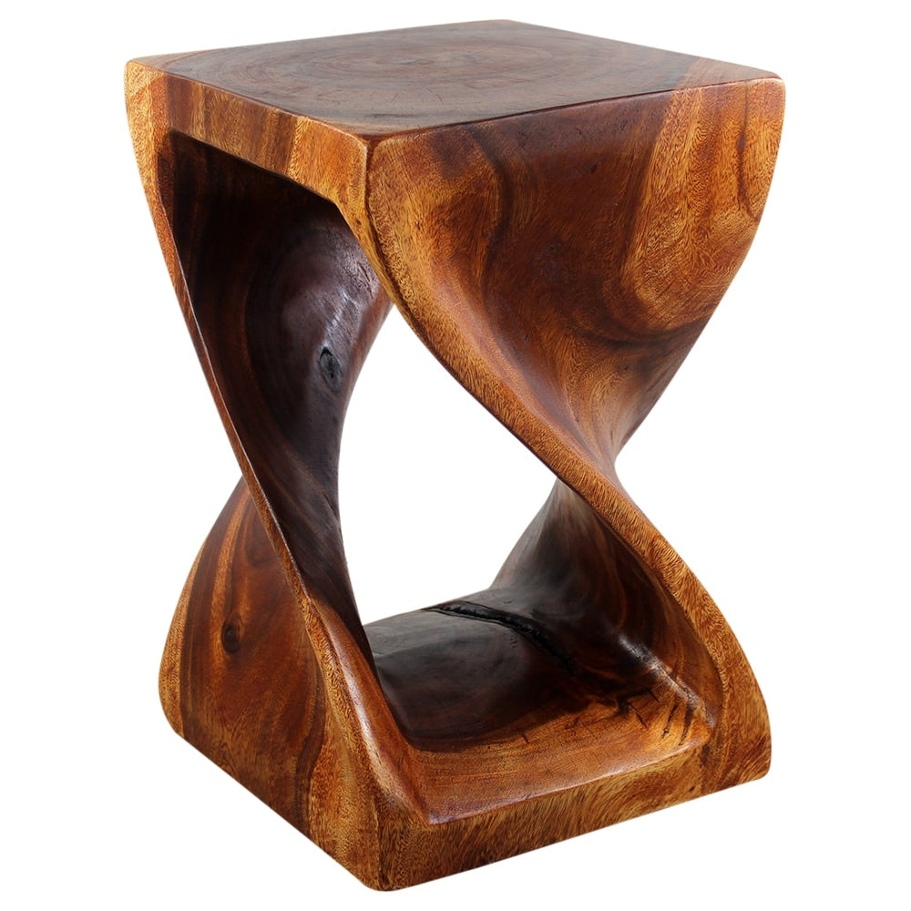 Haussmann Handmade Eco Wood Twist End Table 15 X 15 X 23 In H Cherry Intensive Oil