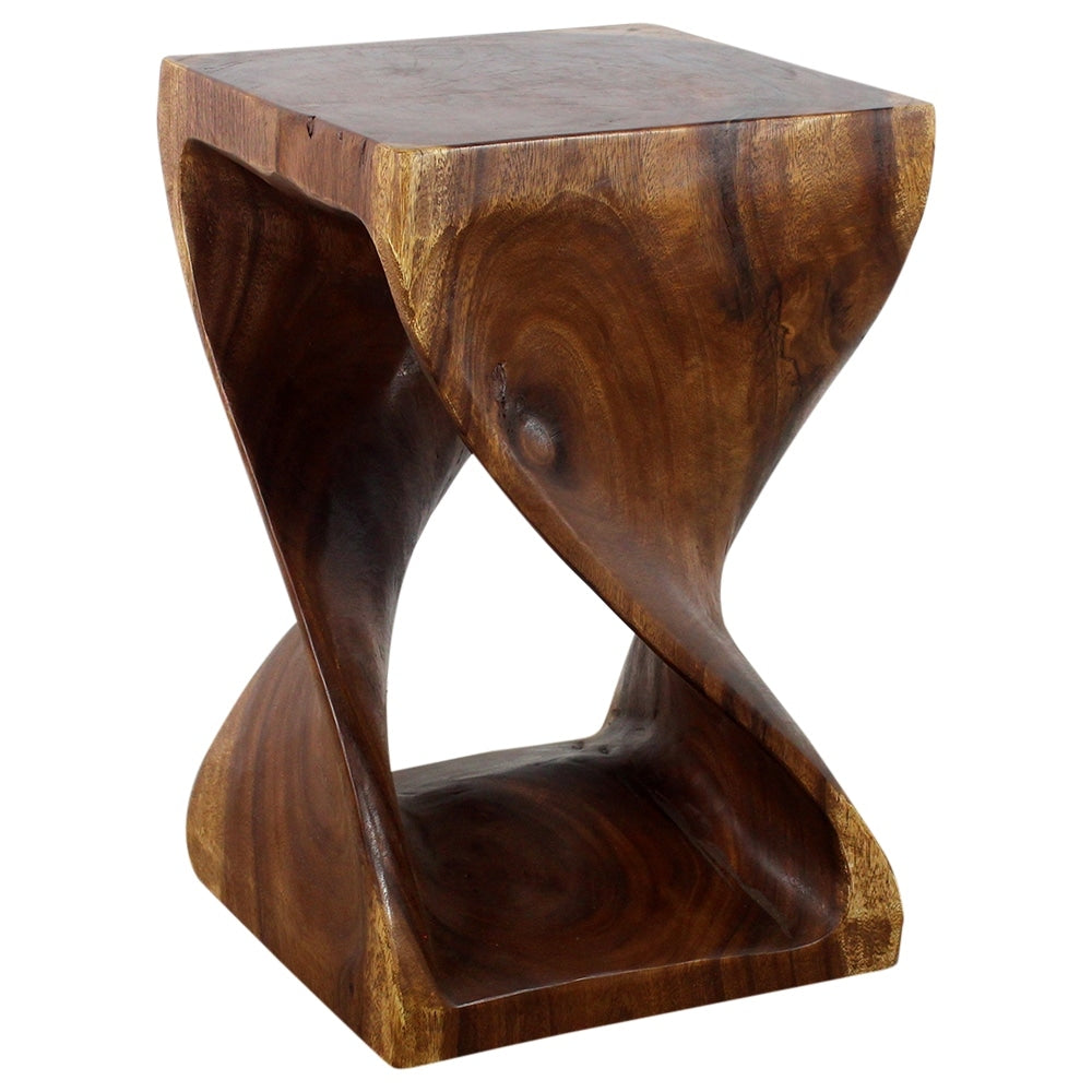 Haussmann Handmade Eco Wood Twist End Table 15 X 15 X 23 In H Walnut Oil