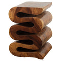 Haussmann Handmade Eco Wood Wave End Table 14 X 14 X 20 In H Walnut Oil