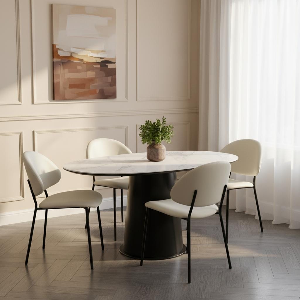 Manhattan Comfort Haven Vegan Leather Metal Side Chair Set Of 4