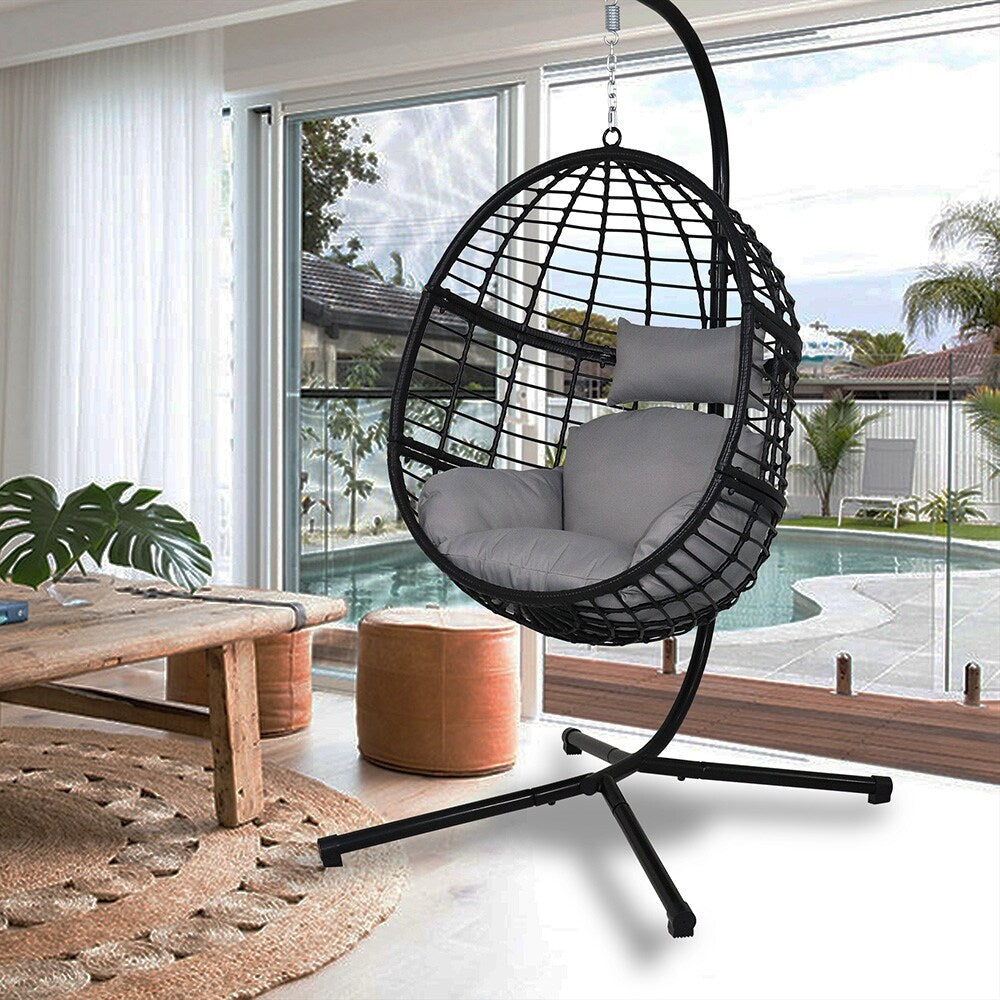 Havenside Home Agats Outdoor Wicker Basket Swing Chair With Cushions