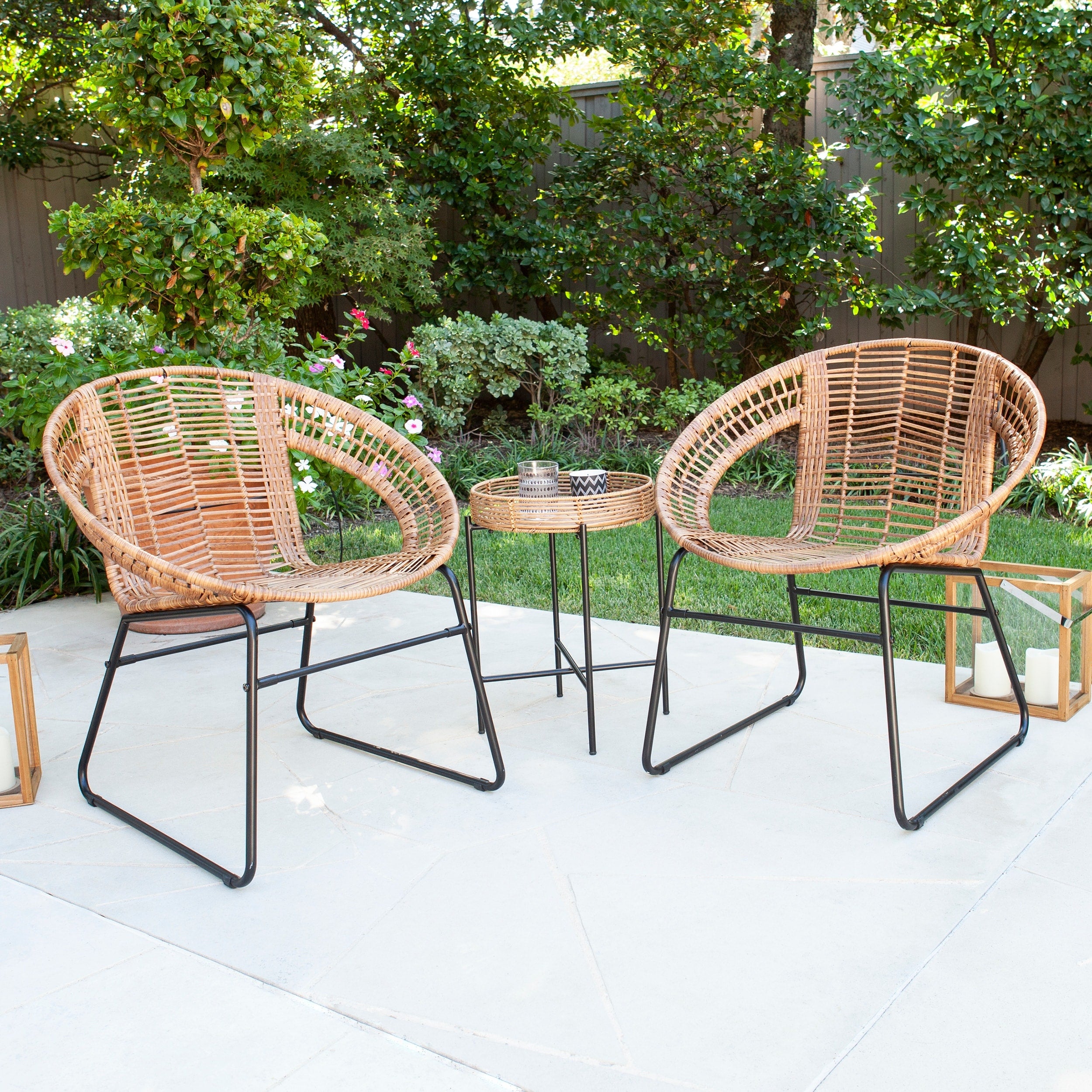 Havenside Home Arti Contemporary Natural Rattan Bistro Set Set Of 3