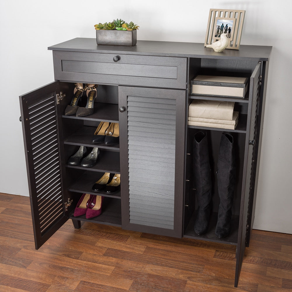Porch Den Rocheblave Espresso Wood Shoe Storage Cabinet