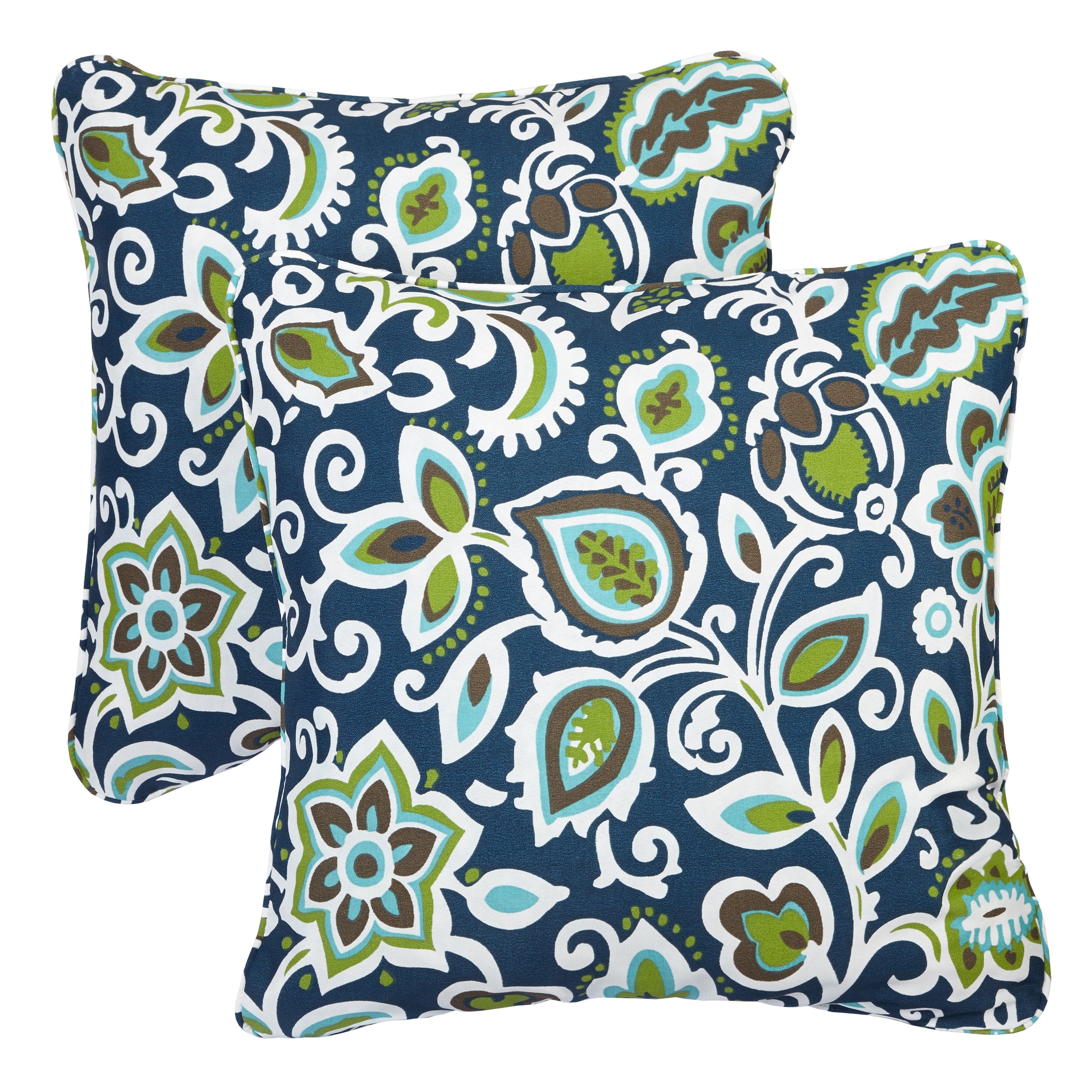 Havenside Home Butler Floral Navy Corded Indoor Outdoor Square Pillows Set Of 2