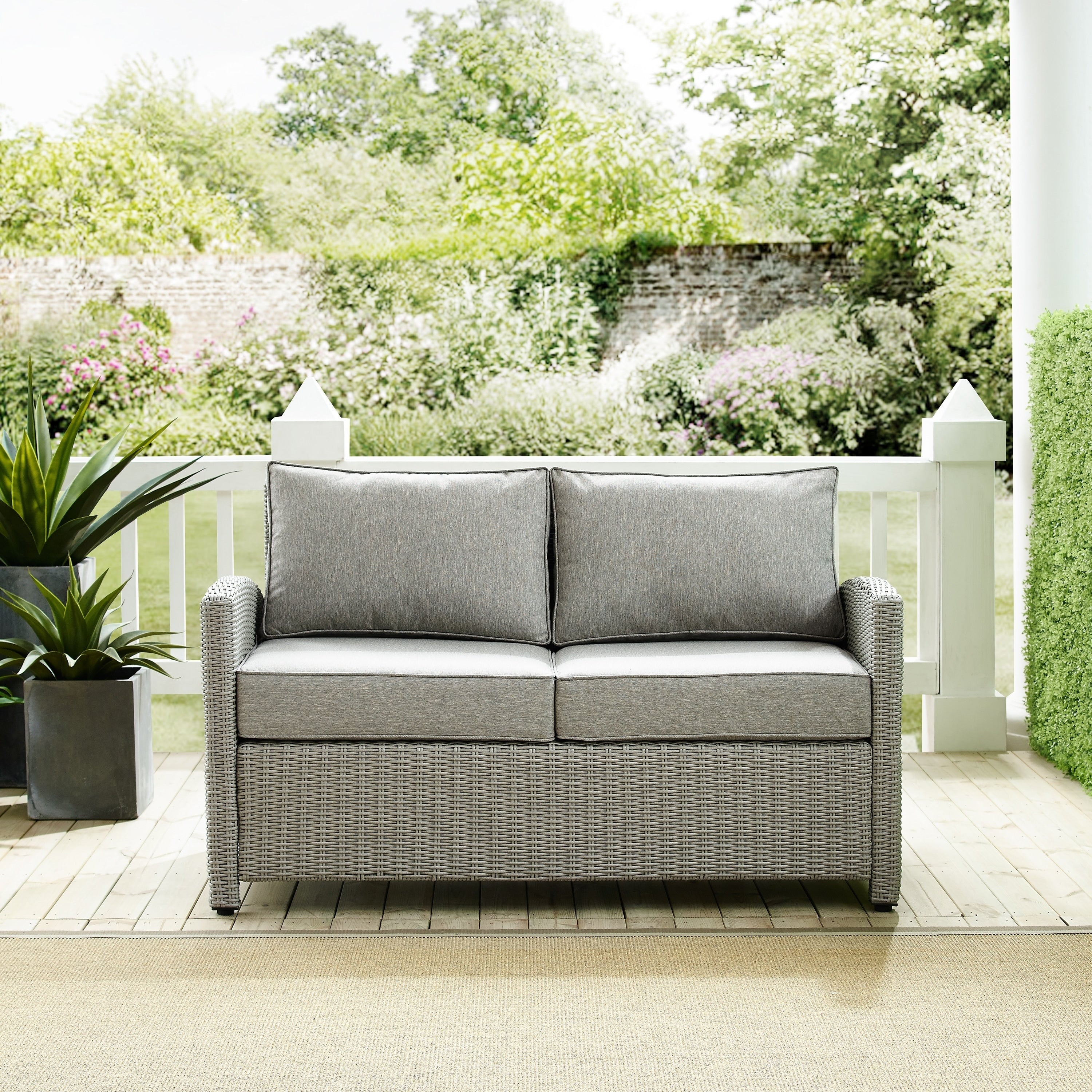 Havenside Home Cambridge Bay Grey Wicker Loveseat