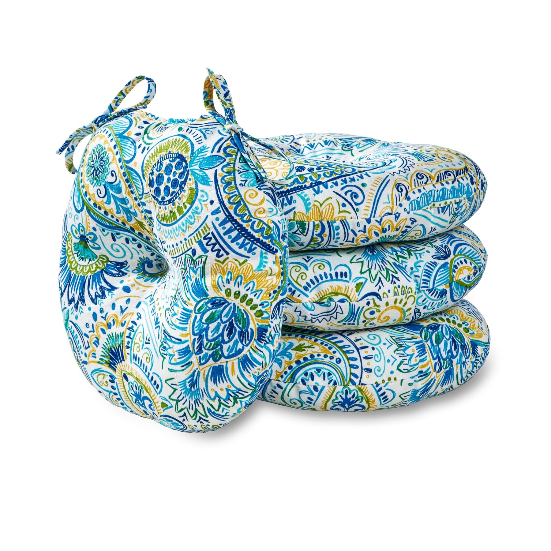 Havenside Home Christiansen 15 Inch Round Outdoor Bistro Chair Cushion In Painted Paisley Set Of 4
