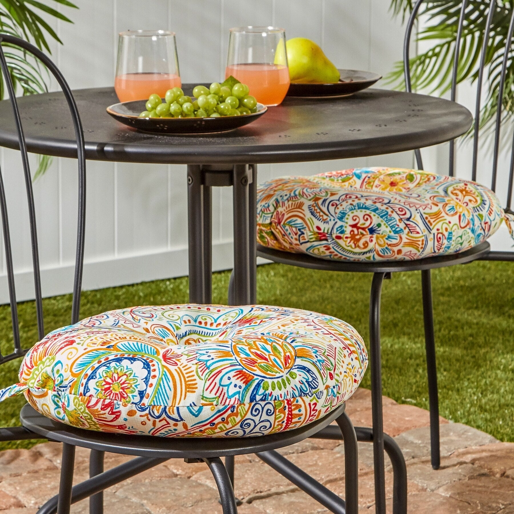 Havenside Home Christiansen Outdoor 15 Inch Painted Paisley Bistro Chair Cushions Set Of 2