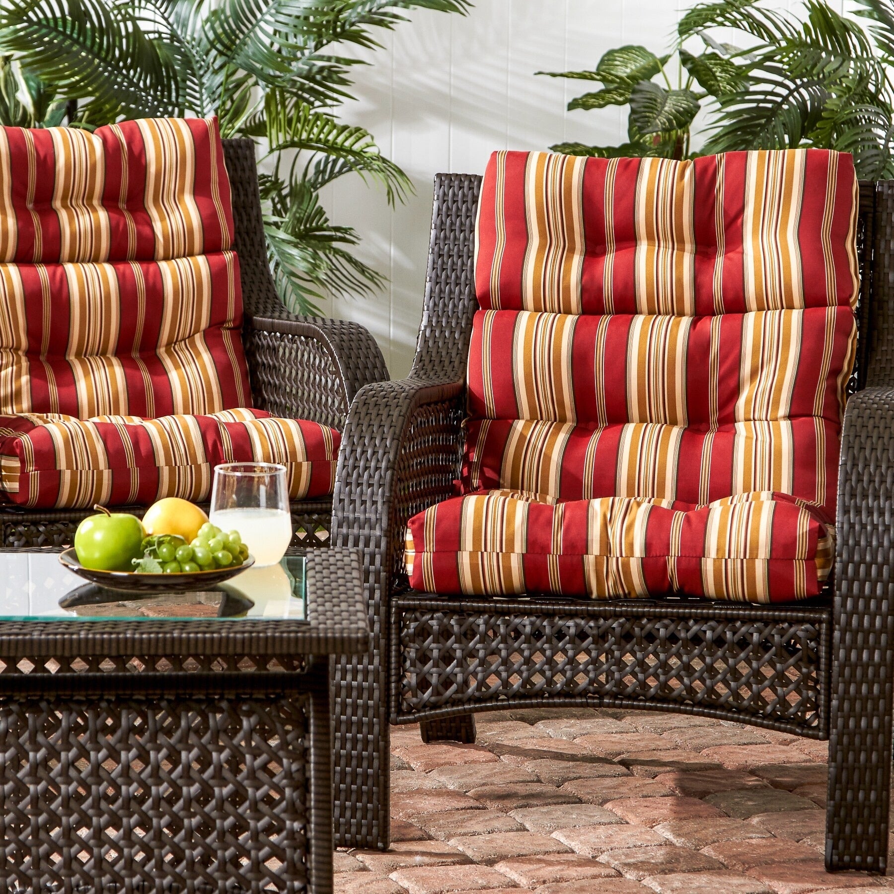 Havenside Home Clearwater 3 Section Outdoor Stripe High Back Chair Cushion Set Of 2