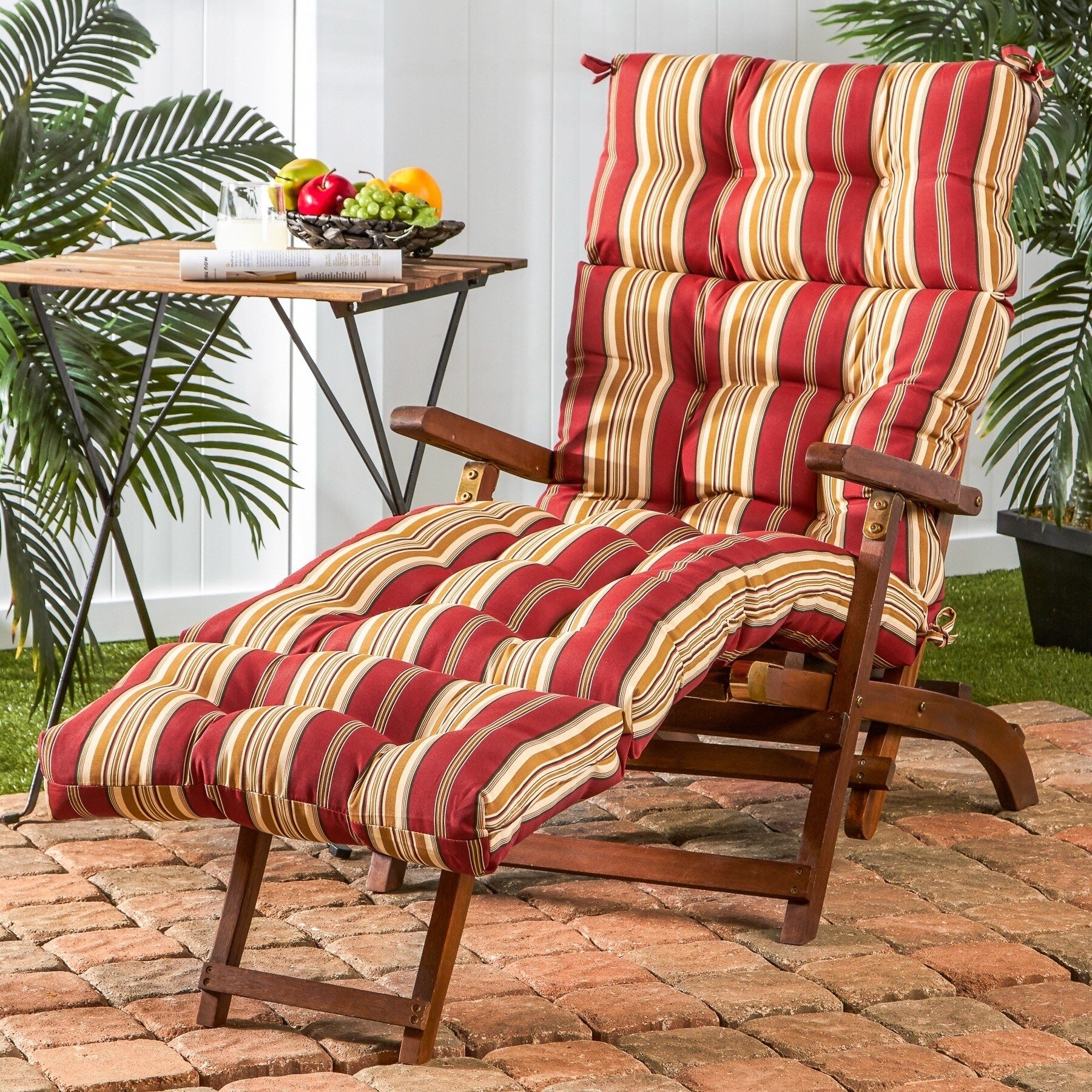 Havenside Home Clearwater 72 Inch Outdoor Stripe Chaise Lounger Cushion