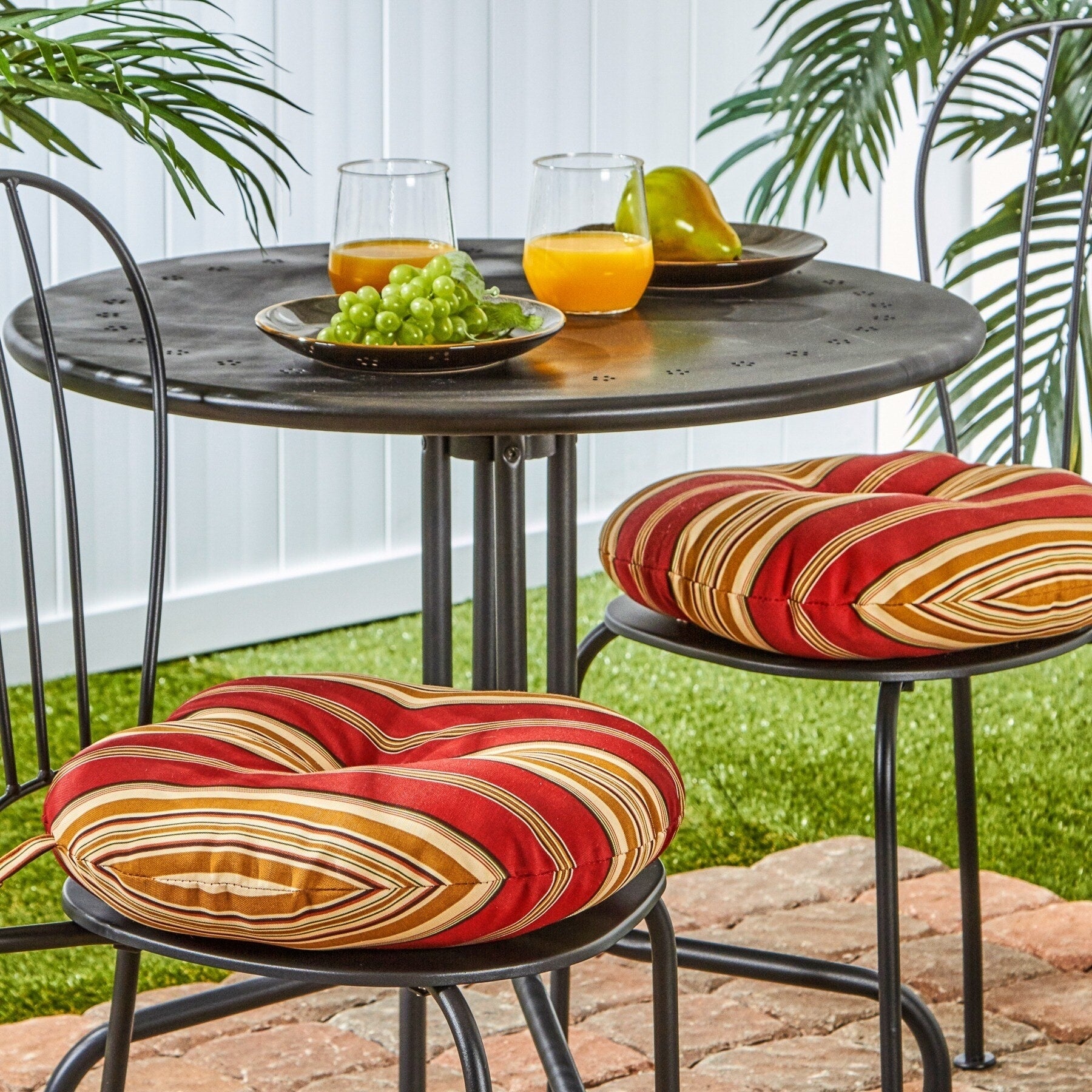 Havenside Home Clearwater Outdoor 15 Inch Stripe Bistro Chair Cushions Set Of 2