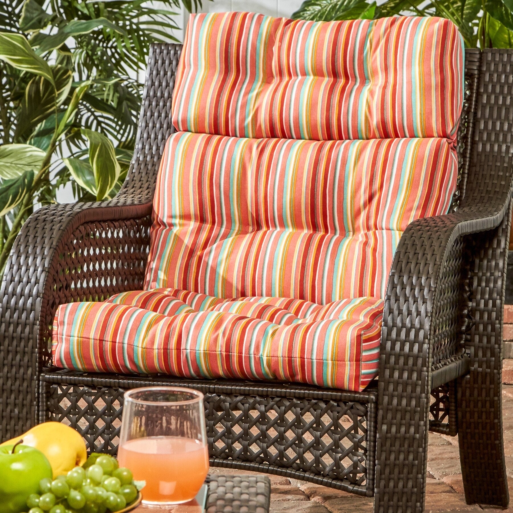 Havenside Home Colton Stripe 22 Inch X 44 Inch Outdoor High Back Chair Cushion