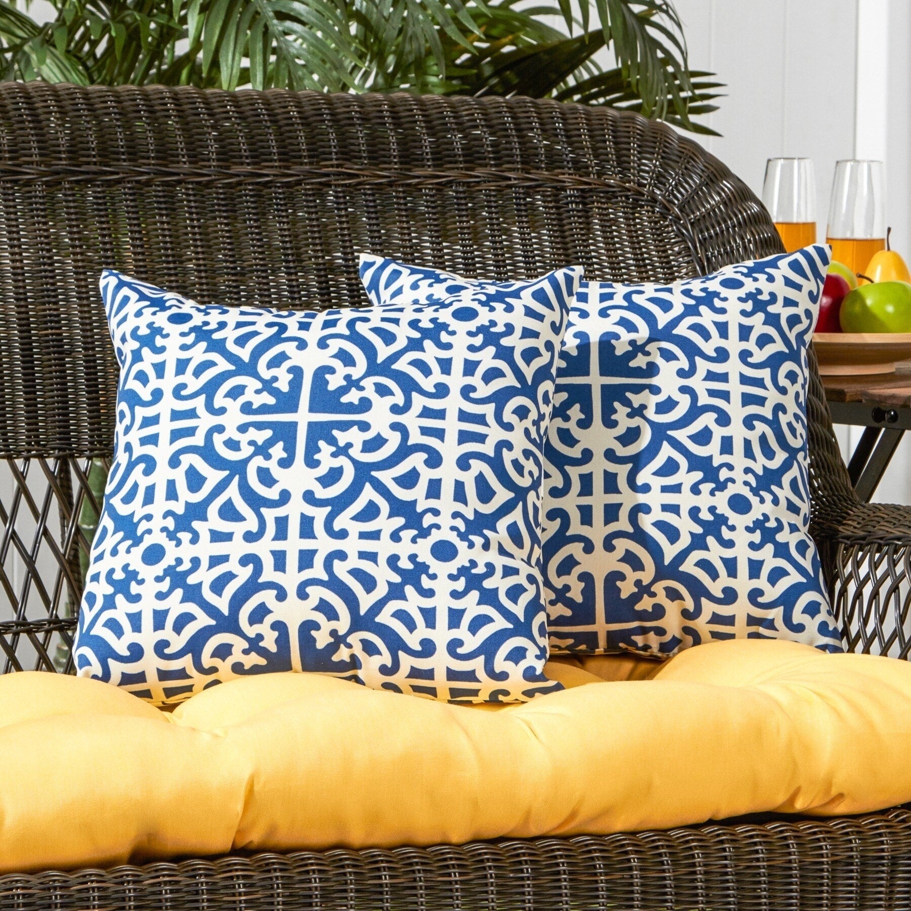 Havenside Home Coopers Indigo Outdoor 17 Inch Accent Pillow Set Of 2 17W X 17L