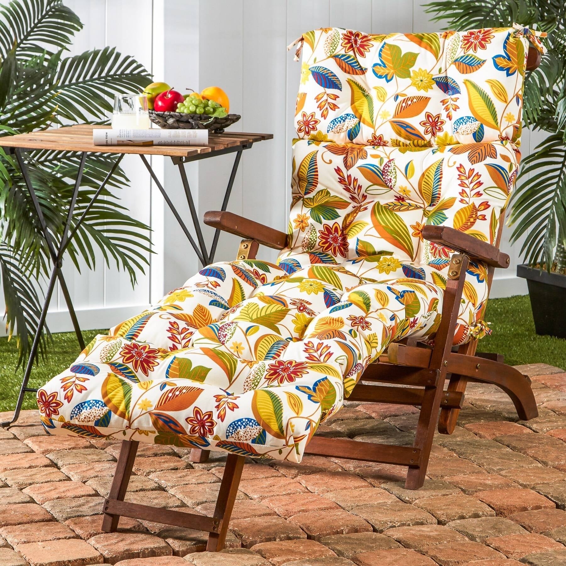 Havenside Home Dana Point 72 Inch Outdoor Floral Chaise Lounger Cushion