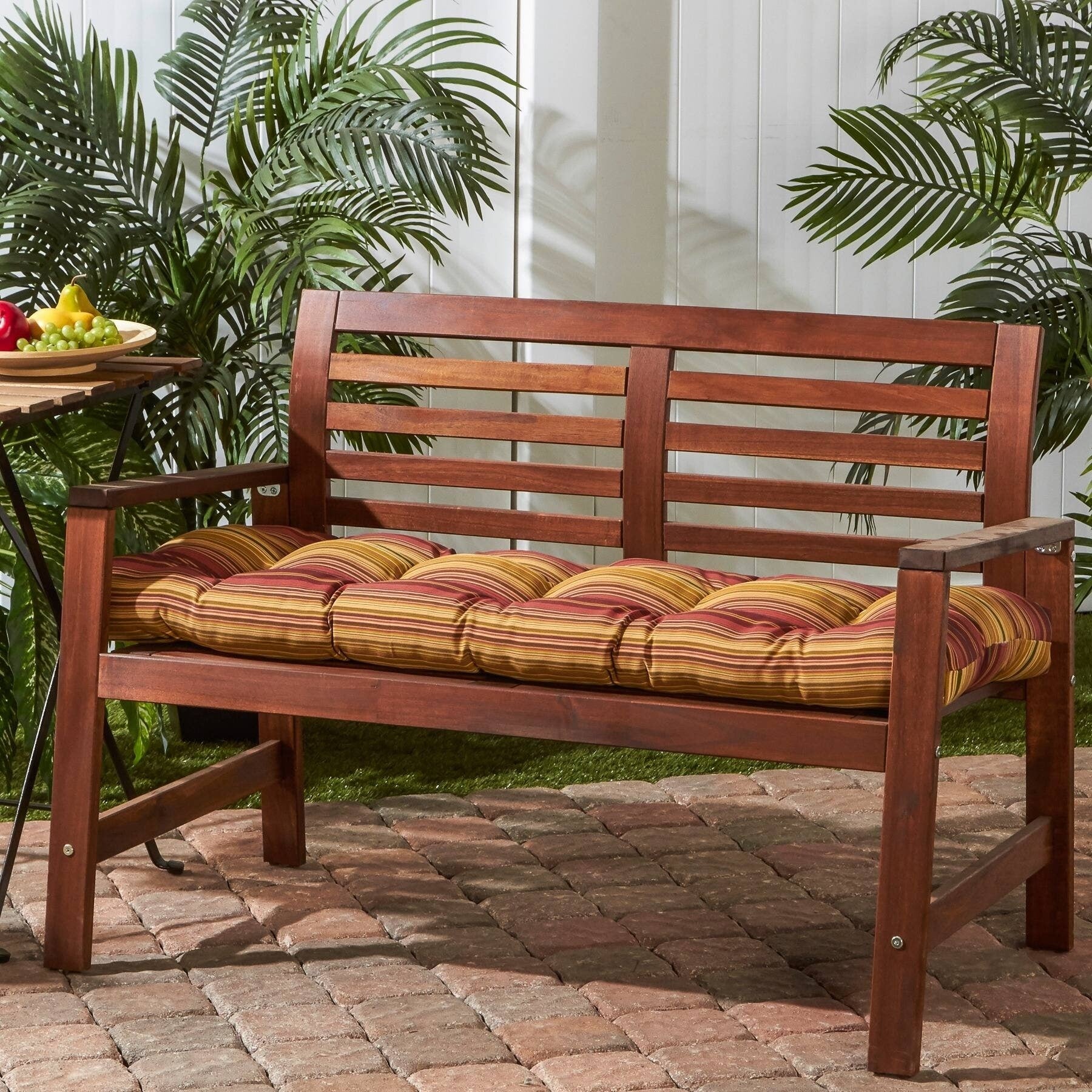 Havenside Home Dewey 18 Inch X 51 Inch Outdoor Stripe Bench Cushion