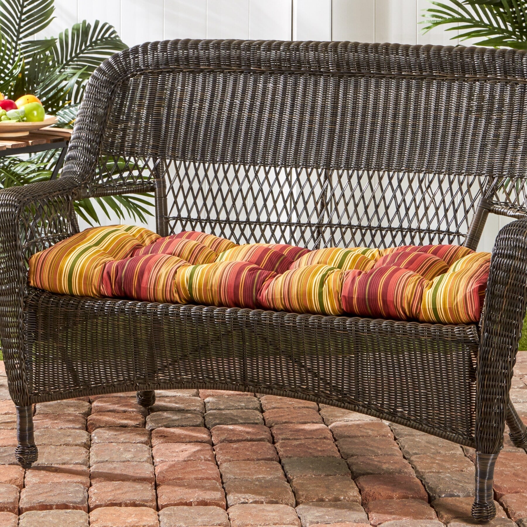 Havenside Home Dewey 44 Inch Outdoor Stripe Swing Bench Cushion