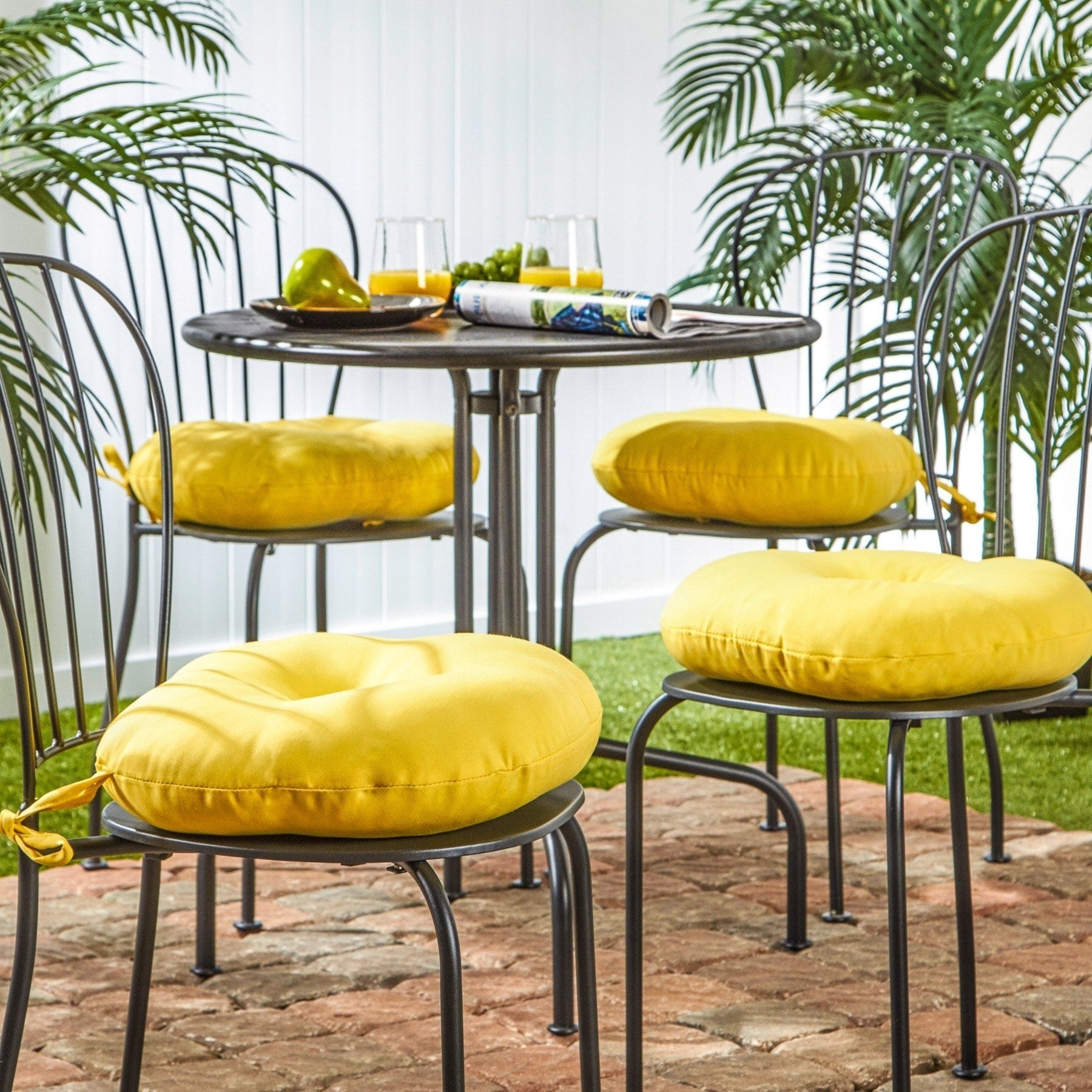 Havenside Home Driftwood 15 Inch Round Outdoor Bistro Chair Cushion Set Of 4