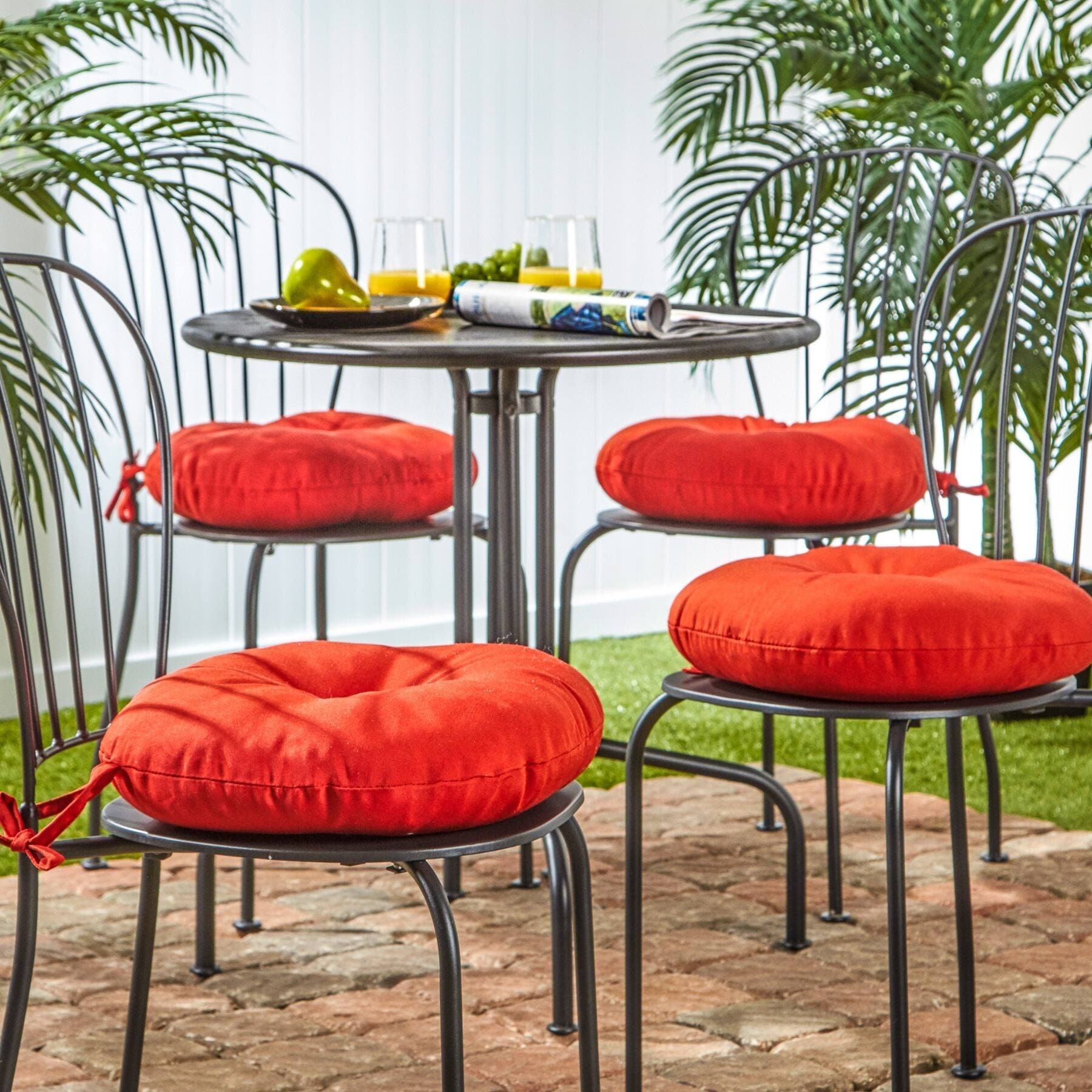 Havenside Home Driftwood 15 Inch Round Outdoor Red Bistro Chair Cushion Set Of 4