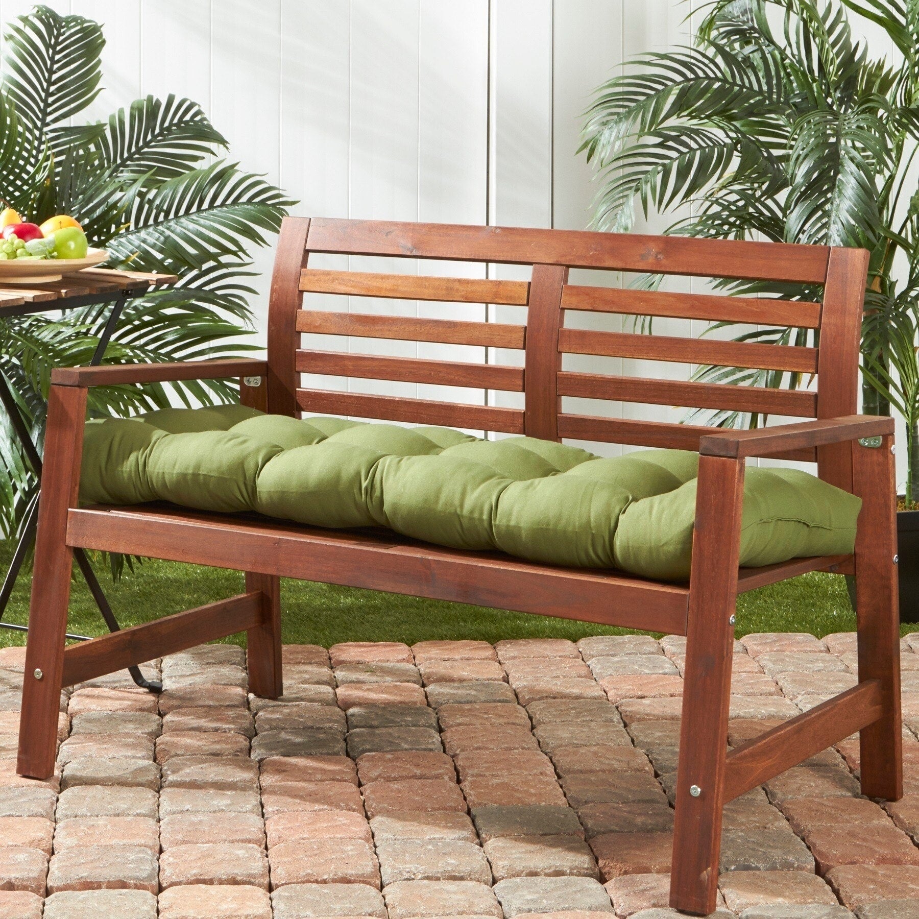 Havenside Home Driftwood 18 Inch X 51 Inch Outdoor Green Bench Cushion